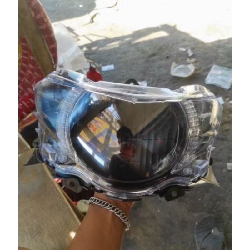 Soul GT||Reflektor Plus Mika Kaca Lampu Depan Mio Soul GT Custom Hitam Smoke