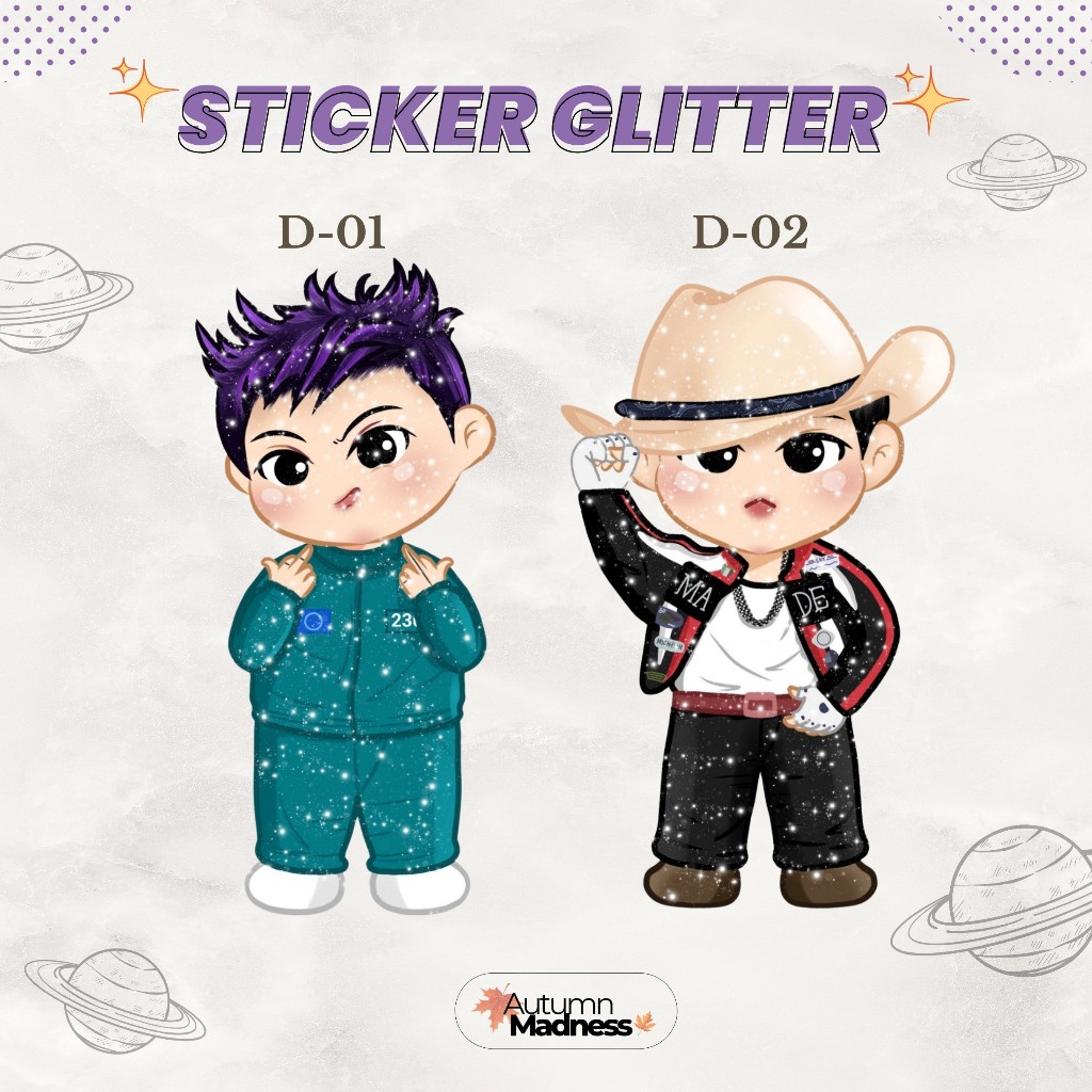 

[READY STOCK] Sticker Glitter TOP Bigbang 7 CM Thanos Squid Game 2