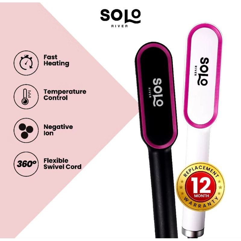 SOLO RIVER Catokan Sisir Pelurus Rambut Elektrik Hair Straightener Curler Sisir Catokan ORI