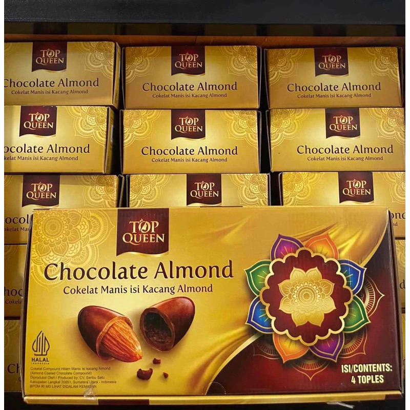 

COKLAT ALMOND TOP QUEEN 1 BOX ISI 4 TOPLES @40