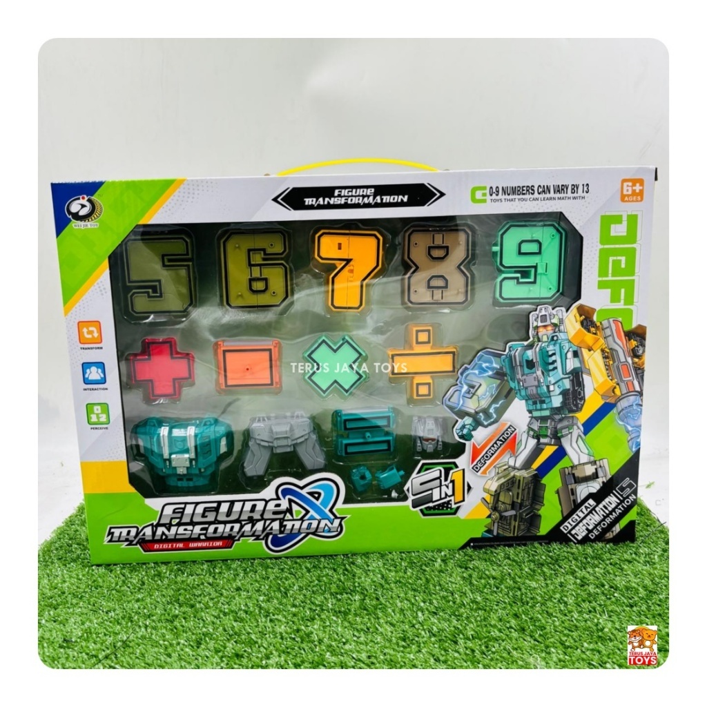 Mainan Robot Angka 0 Sampai 9 Bisa Dabung Jadi Robot Besar - Transformer Angka Robot