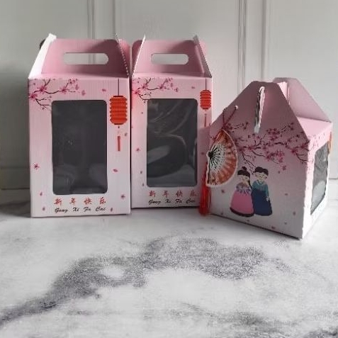 

box kue dus kue imlek, gable box imlek, dus kue kering motif imlek
