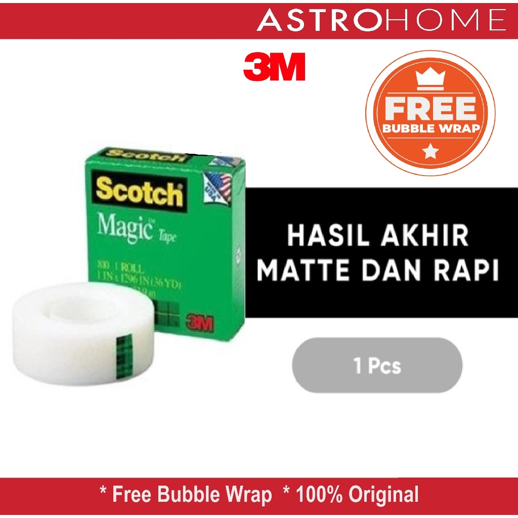 Isolasi Perekat Selotip Lakban Serbaguna Scotch 3M Magic Tape 810 L36 25,4 mm x 32,9 M / 1 Inc x 129