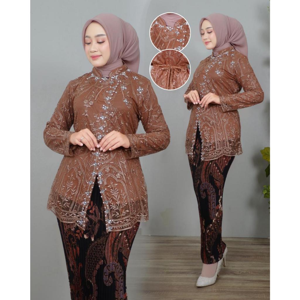 Setelan Dan Atasan Kebaya Tile Sapto Mix Payet Sintia Kebaya Pesta Wisuda Kebaya Kondangan Modern