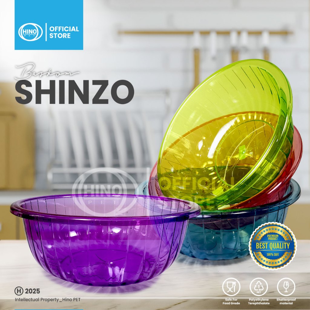 (HINO PET) Baskom Shinzo - Baskom Bening - Baskom Serbaguna - Baskom Anti Pecah - Baskom Trasnparan