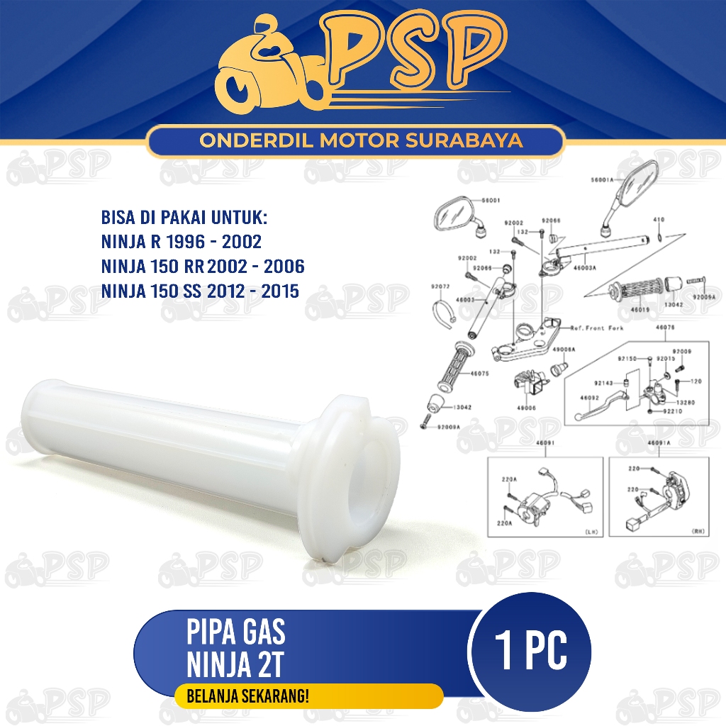 Pipa Gas Ninja 2T - Selongsong Slongsong Putihan Mika Throttle Iner Gas Ninja R Ninja RR Ninja SS