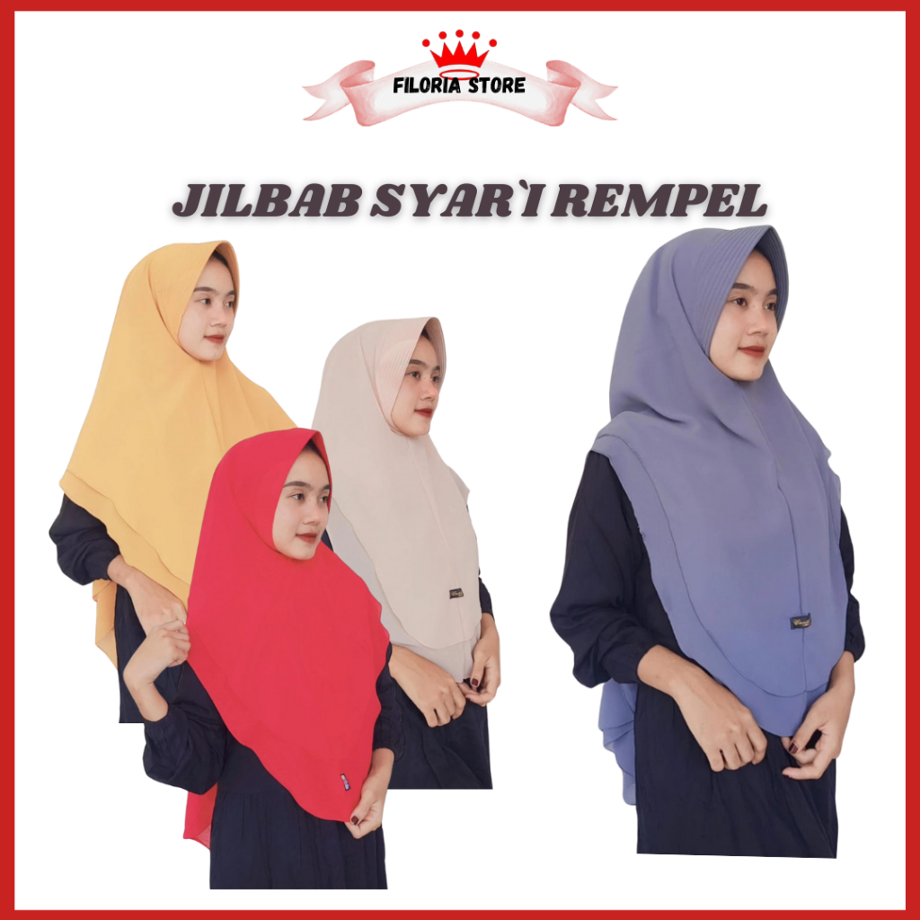 Filoria Store Jilbab Syari Rempel Ceruty Premium | Jilbab Instan