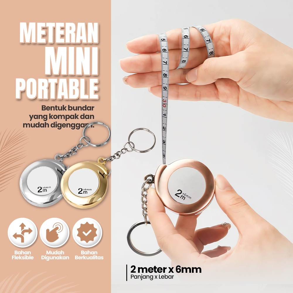Pita Pengukur Lingkar Pinggang Alat Ukur Badan Serbaguna Gantungan Meteran Mini Gulung Travel