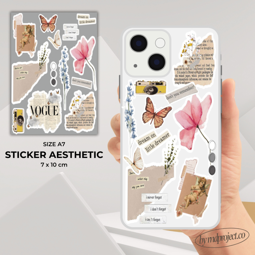 

Sticker Aesthetic Case Handphone Journal Scrapbook Tumblr Diary Notebook DIY Deco Freebies Notes Album Planner Stiker Estetik HP Vinyl Glossy Paper Size A7 7x10 cm