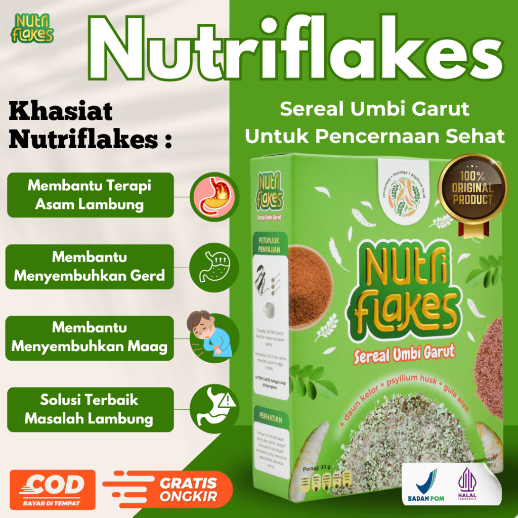 

Nutriflakes Sereal Umbi Garut Membantu Mengobati Maag dan Radang Lambung Original 100%