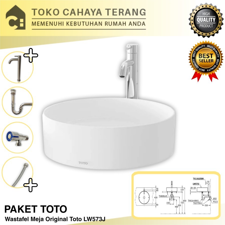 Paket Wastafel Toto Meja LW573J Komplit / Wastafel Original Toto