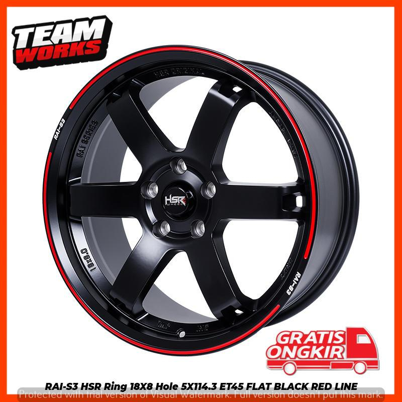 VELG MOBIL RING 18 PALANG 6 HSR RAI-S3 LEBAR8 BLACK RED UNTUK INNOVA XTRAIL XPANDER CRV HRV PELK R18