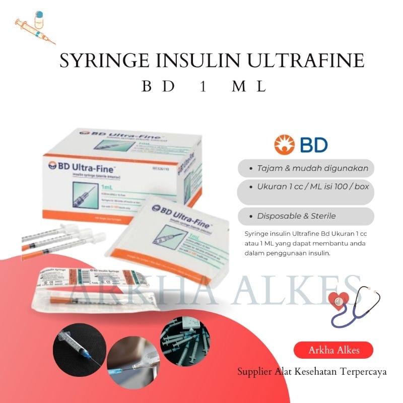 Jarum Insulin Ultrafine BD 1 mL Syringe insulin jarum suntik insulin Harga/Box isi 100 pcs