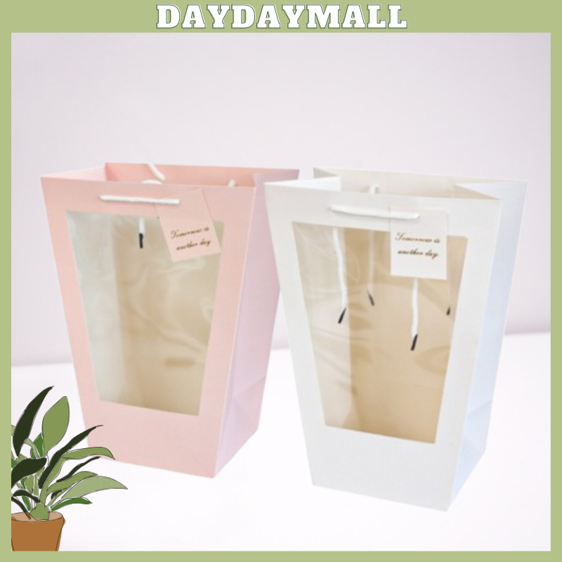 

Paper Bag Mika Warna PUTIH PINK Tas Bouquet Flower Goodie Bag Hampers 1003