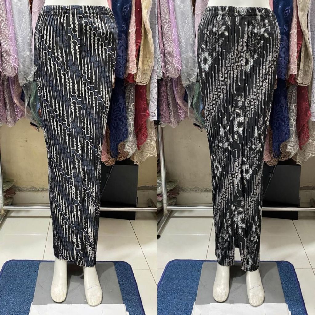 Rok Batik Plisket Wiru / Rok Plisket Wiron Motif Kerasakti SIlver dan Lainnya