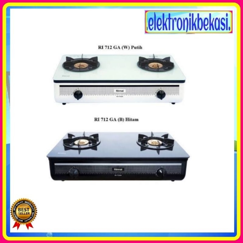 KOMPOR GAS RINNAI 712 GA (B) / KOMPOR GAS RINNAI 712 GA (W) / KOMPOR GAS RINNAI 2 TUNGKU KACA 712 GA
