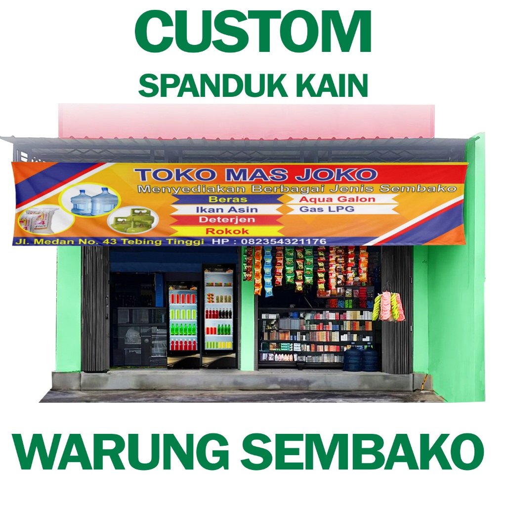 Nazhifa Printing - Spanduk Warung Sembako Kelontong Bahan Kain Printing, Ukuran Kecil - Besar