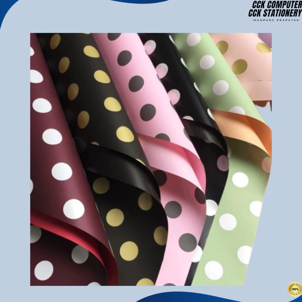 

Flower Wrapping Polkadot Cellophane Kertas Buket Bunga motif bola ecer 20 lembar