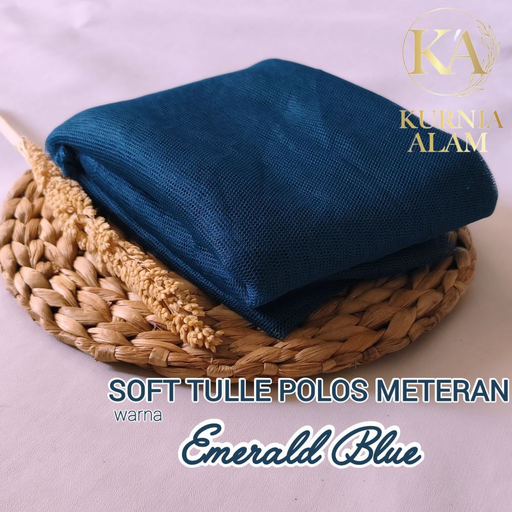 Kain Soft Tulle Polos Premium warna EMERALD BLUE Bahan Gamis Rok Tutu Gaun Pesta Premium Kebaya Leba