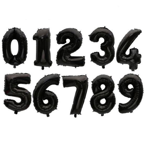 MS - (1pcs) Balon Foil Angka HITAM 40 cm / Balon Angka Ulang Tahun