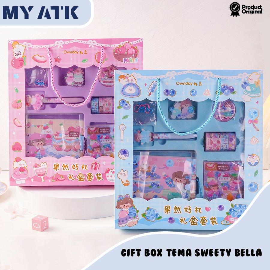 

7 in 1 Gift Box Notebook DIY Dekorasi Pen Stiker Tape Sweety Bella Cute