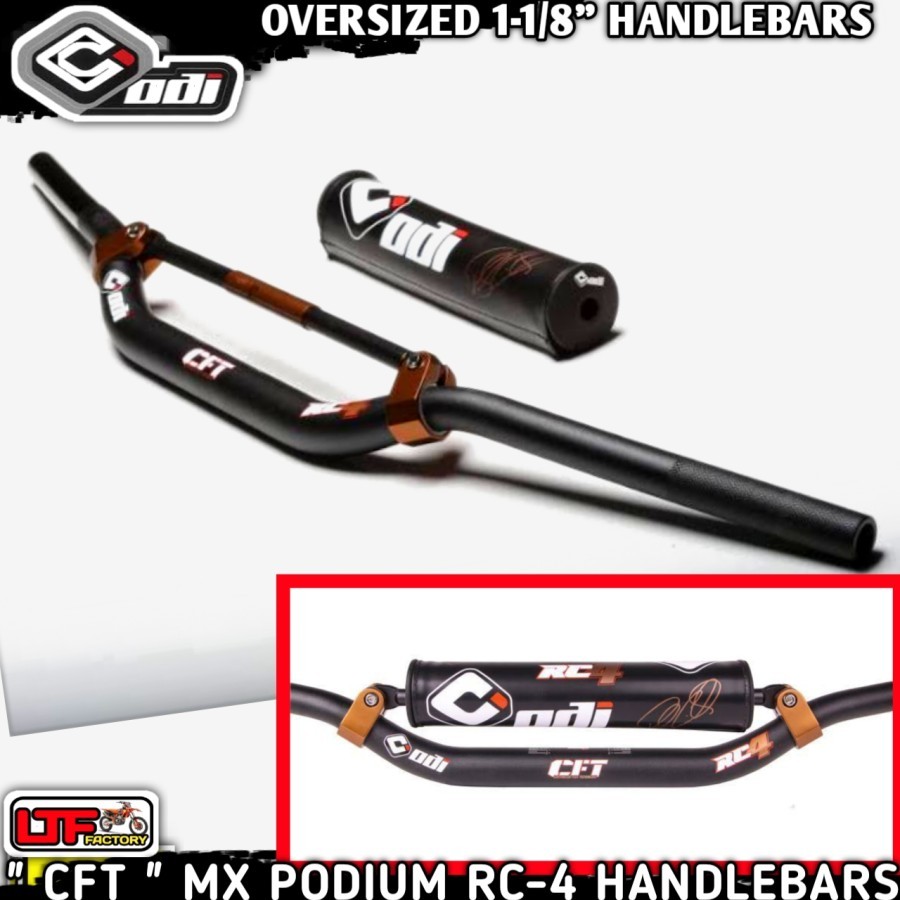 ODI PODIUM CFT RC4 SIGNATURE HANDLEBAR - FATBAR TWINWALL STANG TRAIL - MOTOCROSS ORIGINAL - HITAM GO