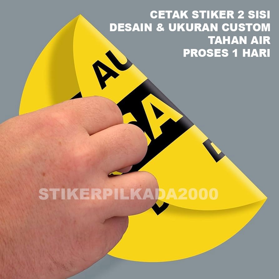 

STIKER VINYL CETAK 2 SISI DEPAN BELAKANG / DESAIN DAN UKURAN CUSTOM