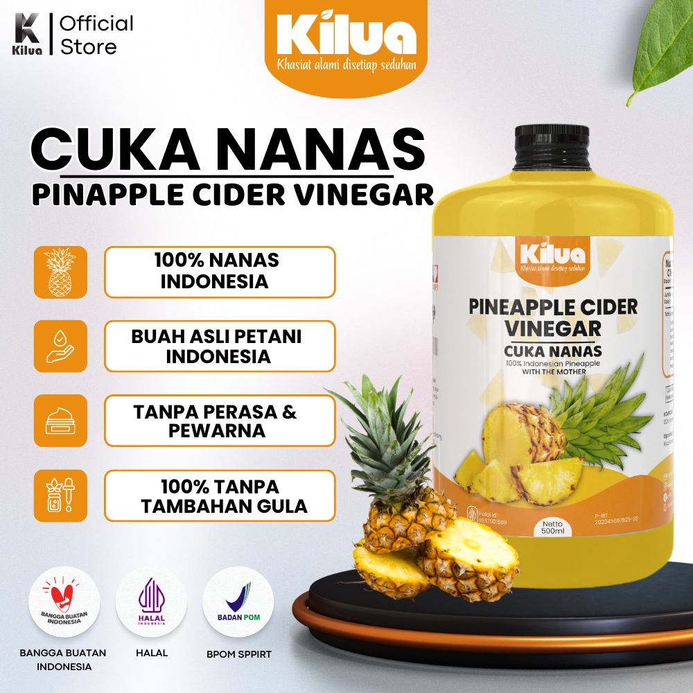 

KILUA - Cuka Nanas 500 ml Original with Mother / Organik Tanpa Campuran / Pineapple Cider