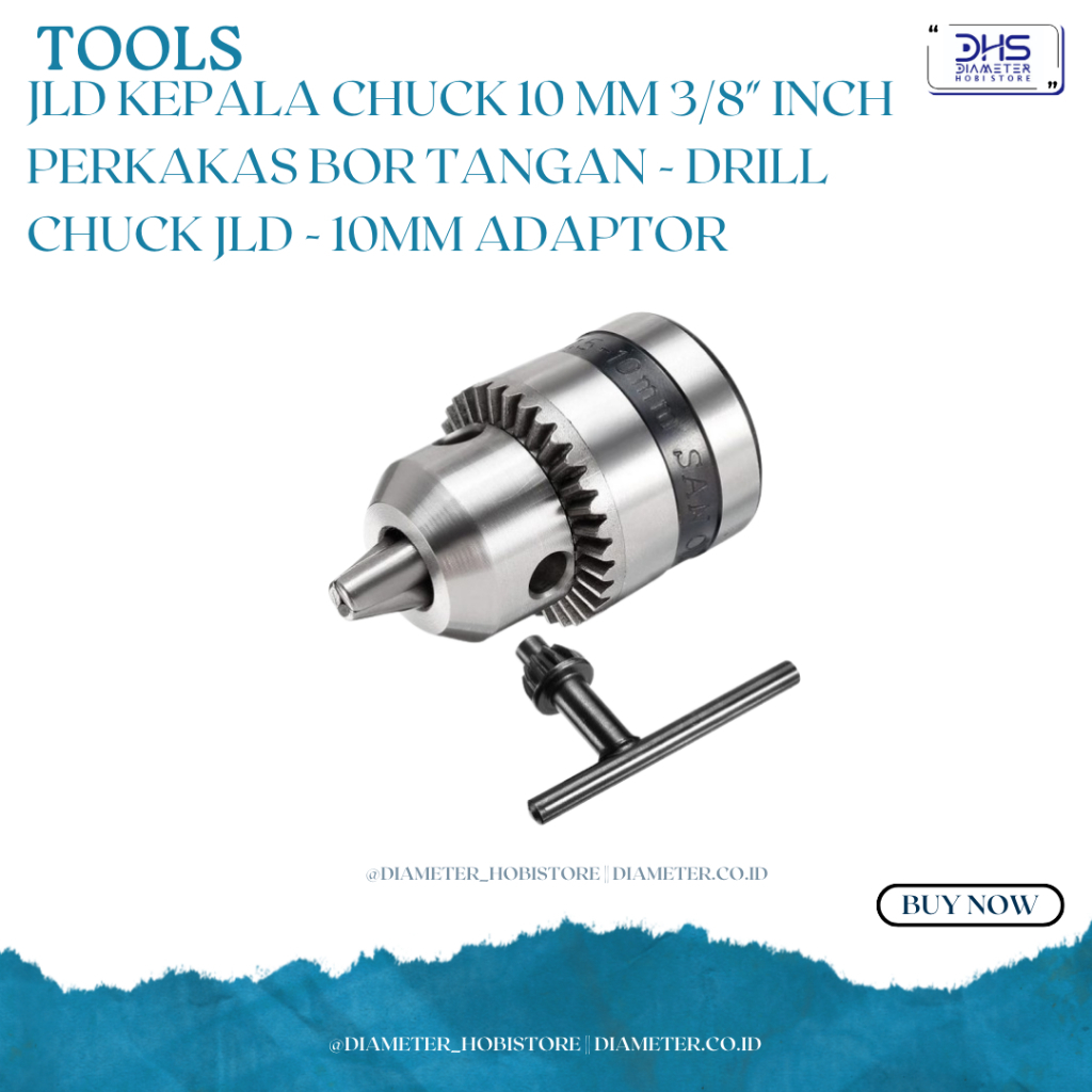 JLD Kepala Chuck 10 mm 3/8" inch Perkakas Bor Tangan - Drill Chuck JLD - 10mm adaptor