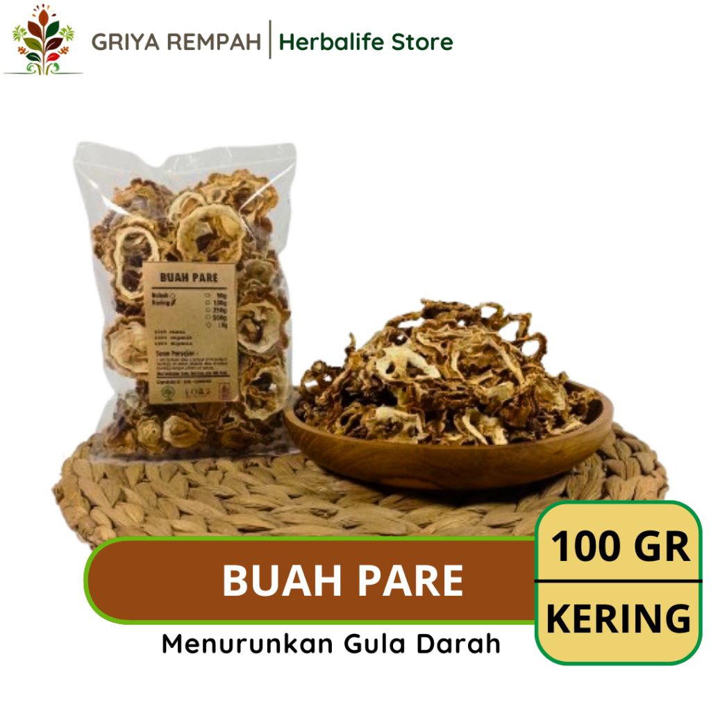 

BUAH PARE KERING 100 GRAM Ramuan Rempah Herbal Alami Jamu Tradisional untuk Kesehatan Tubuh dan Diet Sehat Simplisia Momordica charantia L