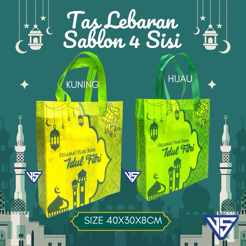 Tas Spunbond Lebaran Sablon 4 sisi bisa untuk sembako fitrah