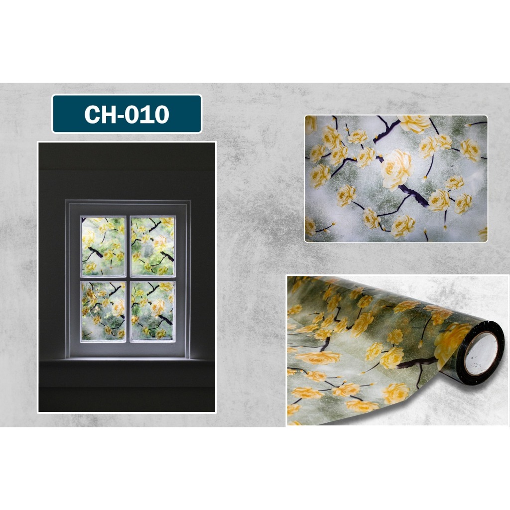 Stiker Kaca Motif Bunga Kuning CH-010 | Uk. 90x50cm – Motif Cantik & Elegan