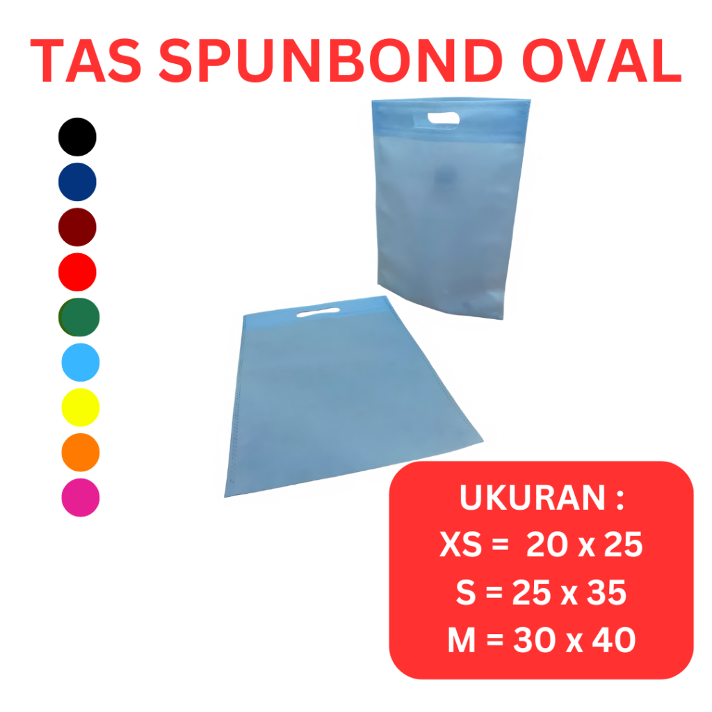 

Totebag Polos Oval Bahan Tas Spunbond | Goodie Bag Tas Kado Warna Biru Cerah