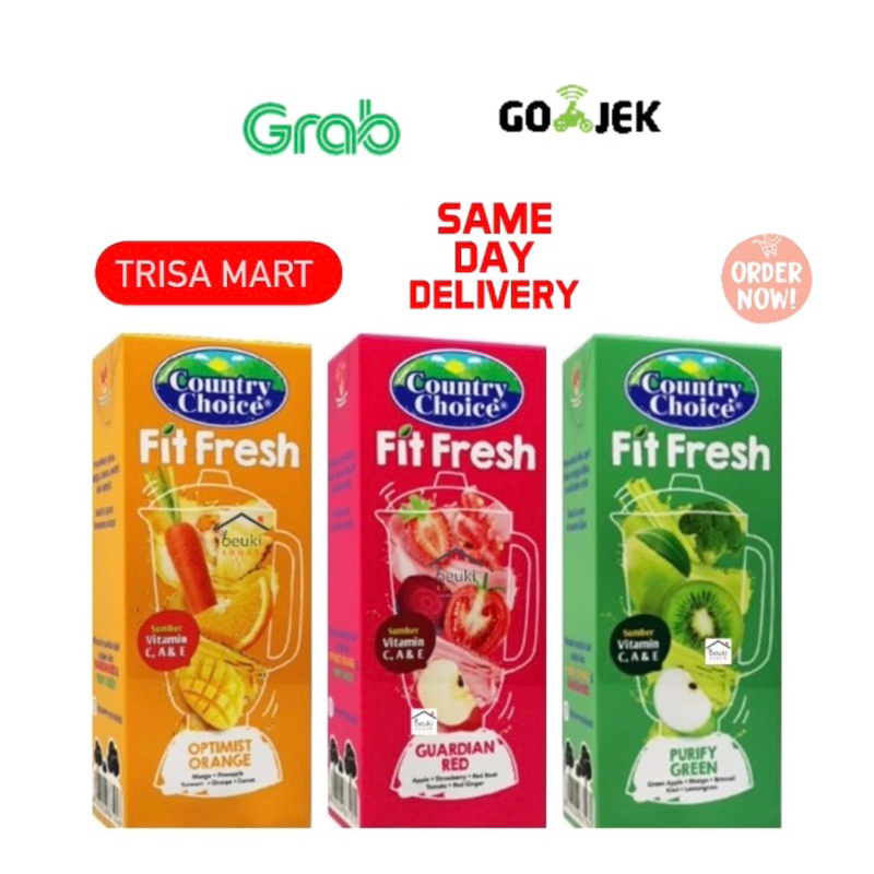 

Country choice fit fresh kotak 250ml isi 24 pcs 3 varian rasa (optimist orange guardian red purify green)