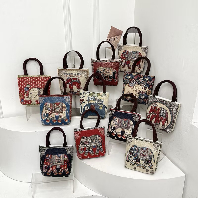tas jinjing kanvas mini import - tas kanvas mini - tas vintage - pouch kanvas - tempat kosmetik kanv
