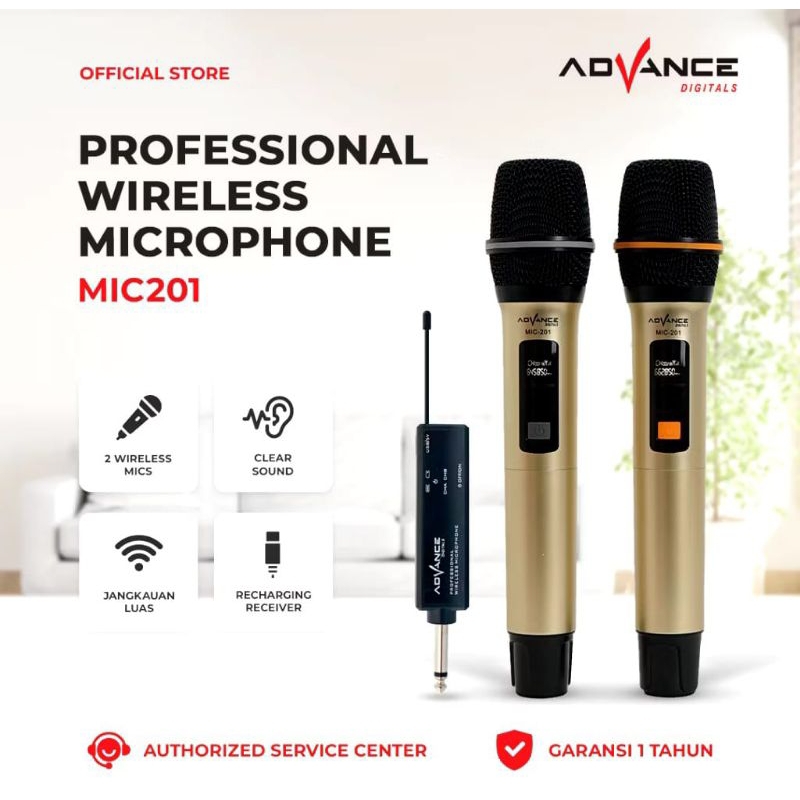 Mic Wireless Advance MIC-201/Microphone Advance  tanpa kabel wireless MIC-201