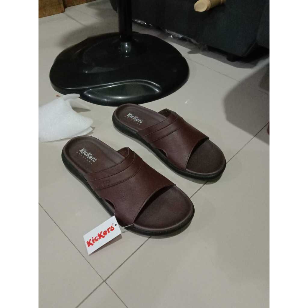 SANDAL KICKERS PRIA CASUAL SLOP SLIDE / SENDAL PRIA KICKERS SELOP KULIT ASLI
