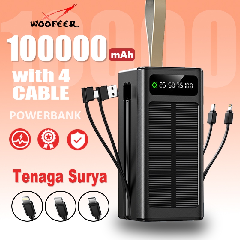 WOOFEER Power Bank Tenaga Surya Powerbank Solar Panel Powerbank  80000mah Powerbank Genset