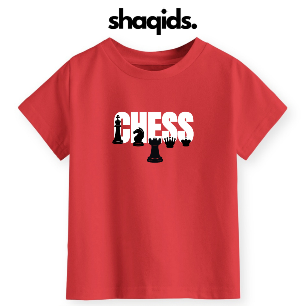 Kaos Anak Anak Laki Laki Baju Anak Perempuan Lengan Pendek Gambar Pion Olahraga Catur Chess Usia 1-1