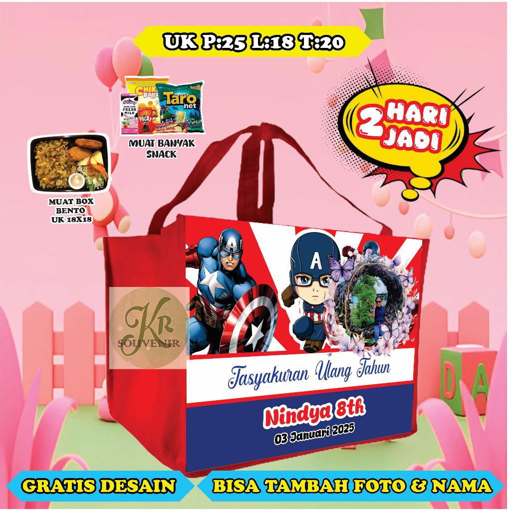 

Tas Ulang Tahun Landscape Bento/Tas Ulang Tahun Muat Box Bento/Tas Ulang Tahun Costum/Tas Ulang Tahun Murah