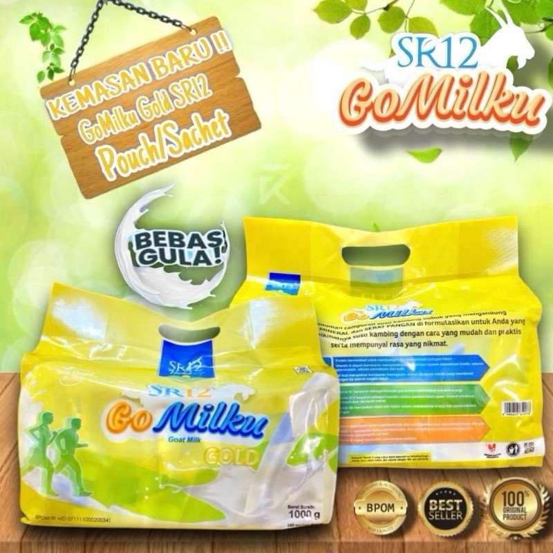 

GOMILKU GOLD POUCH/PACK SR12 1000 gr | Susu Kambing Etawa Premium BEBAS GULA | 1 Pouch Isi 40 Sachet