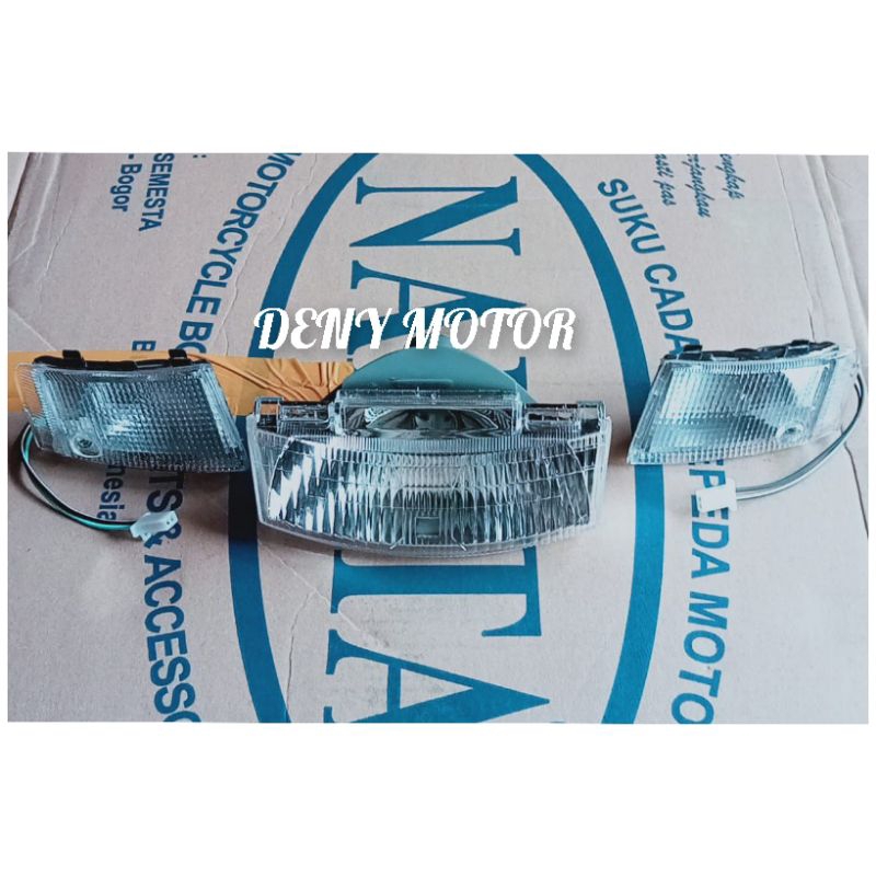 Reflektor lampu depan tornado set sein kanan kiri mika bening