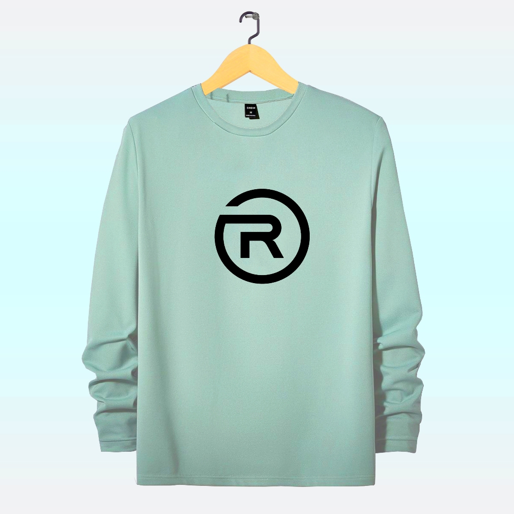 Ry Lifestyle - Kaos Lengan Panjang Logo R Roling Hitam Unisex | Kaos Panjang Casual Terkeren Pria Da