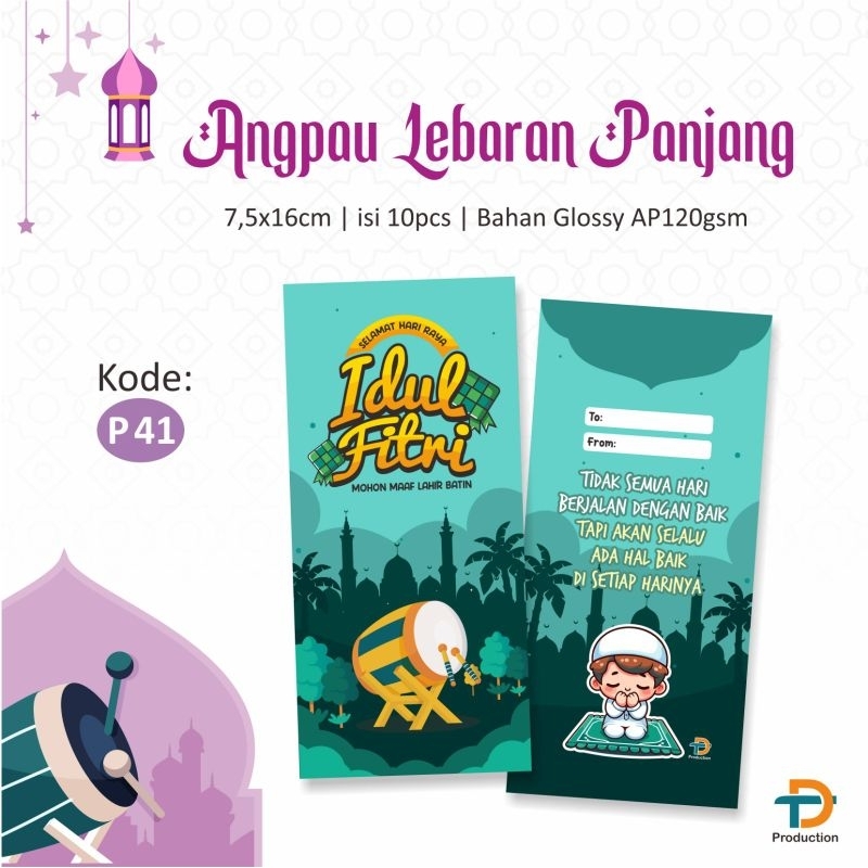 

10 PCS ANGPAU LEBARAN ANGPAO AMPLOP AMPLOP LEBARAN PANJANG P41 hijau toska