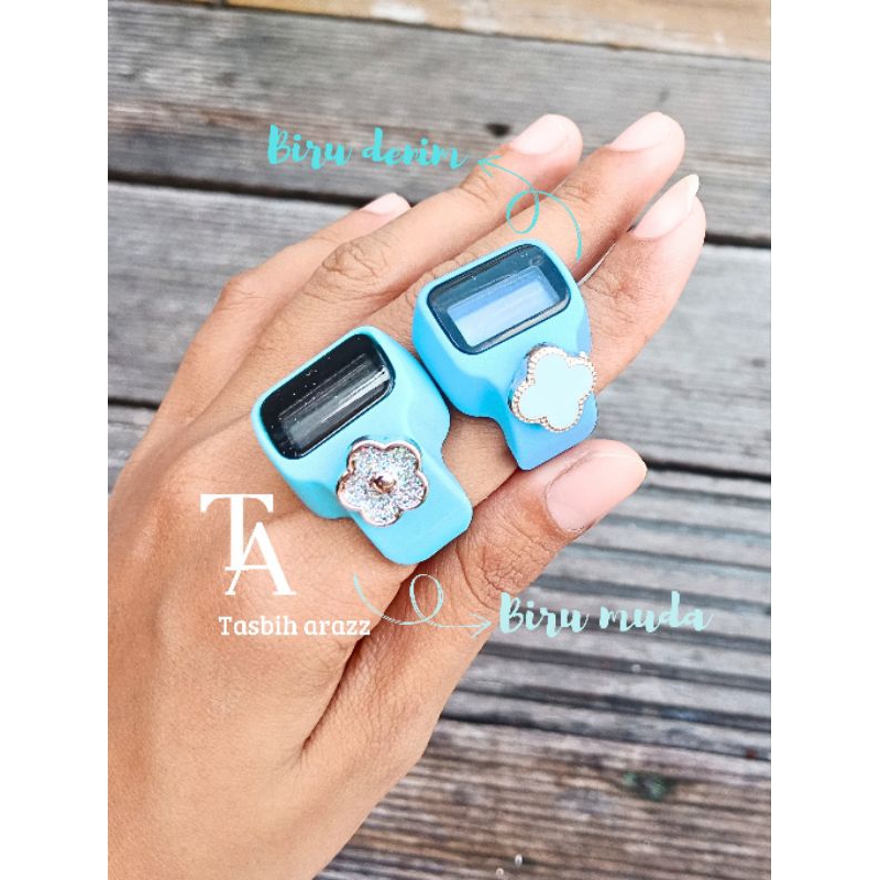 Tasbih araz Tasbih digital cincin led warna Biru muda & biru denim