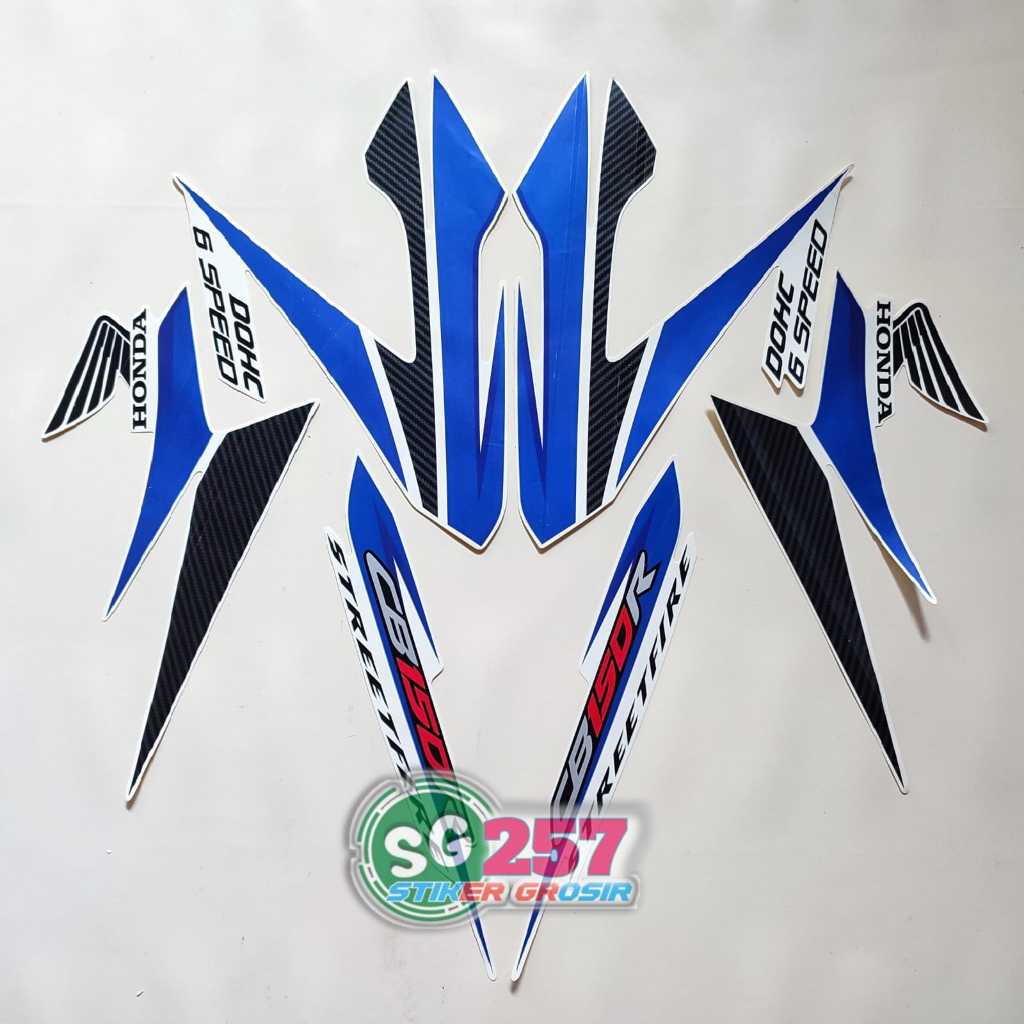 STIKER STRIPING LIS BODY MOTOR HONDA CB150R CB150 R CB 150 R 2014 2015 PUTIH BIRU