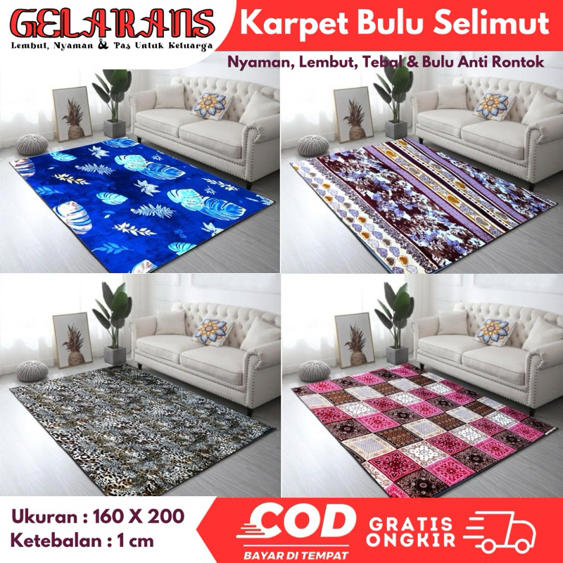 Karpet Malaysia Minimalis Bulu Selimut Premium Ukuran 160x200 - Karpet Gelarans