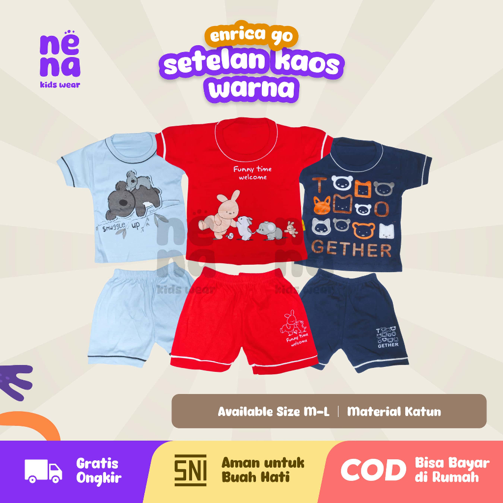 Setelan Kaos Bayi Warna Enrica Go Katun