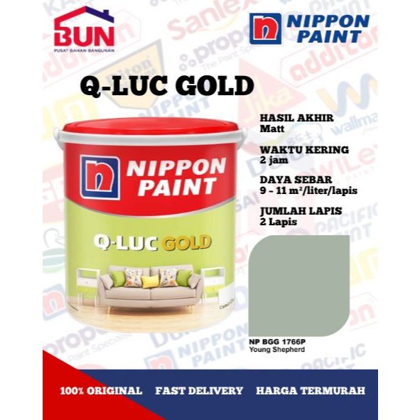 CAT TEMBOK NIPPON PAINT Q-LUC GOLD 4.5KG // WARNA ADUKAN YOUNG SHEPHERD NP BGG 1766P