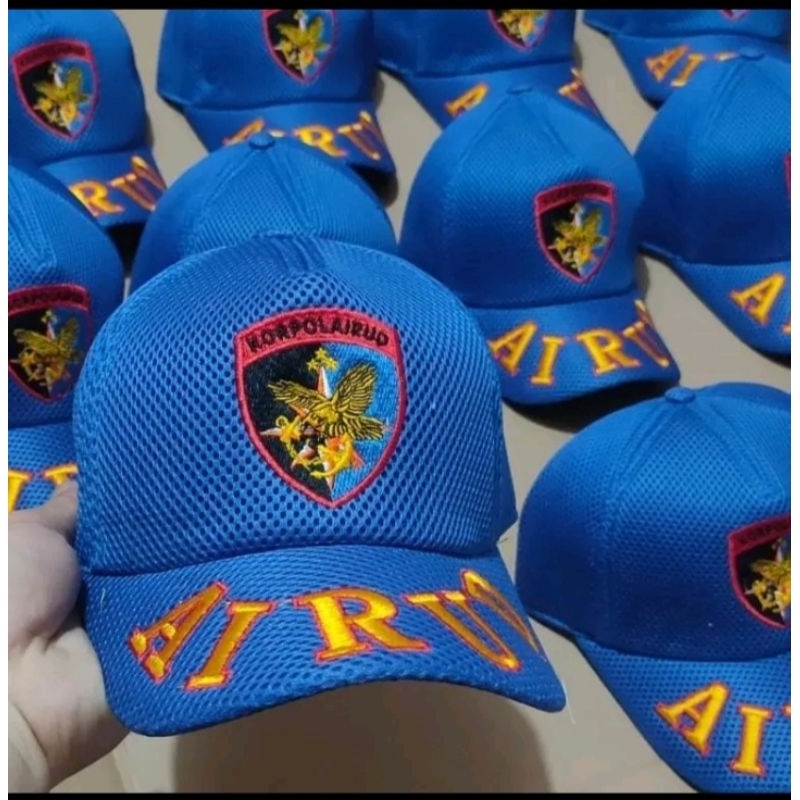 Topi Airud Biru Jaring Logo